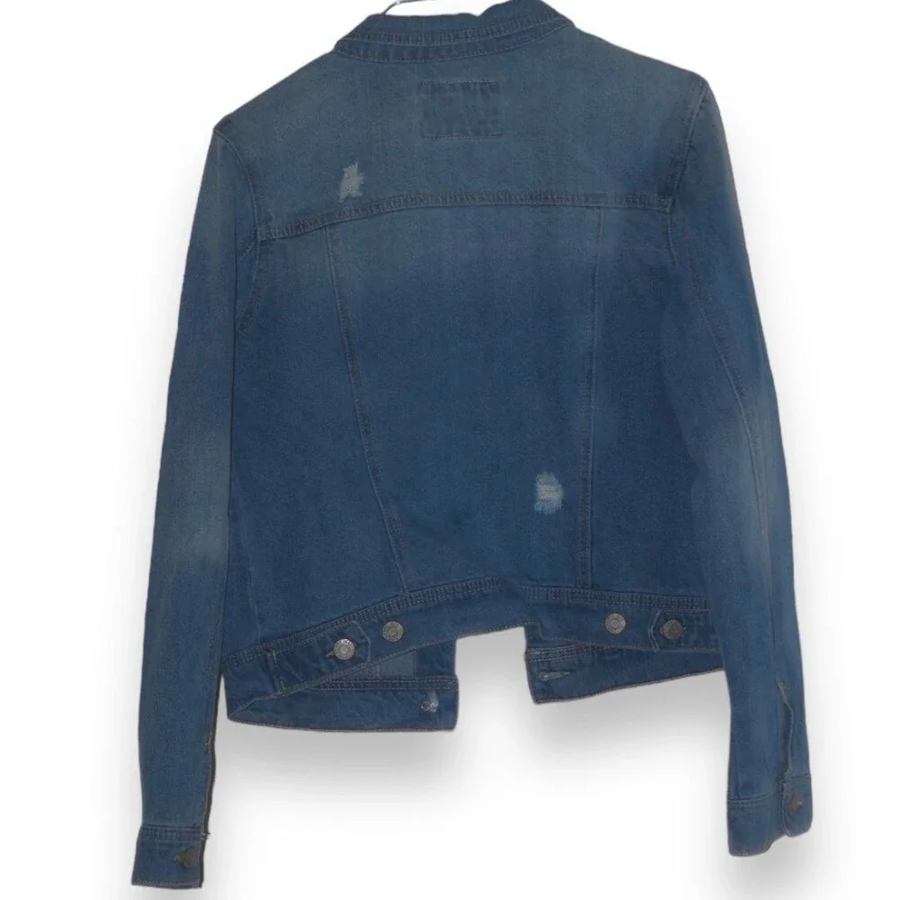 Medium Wash Wax Jean Woman Jean Jacket size L - Picture 2 of 4